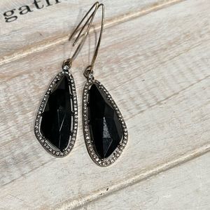 Gorgeous Black and Rhinestone Silvertone Earrings